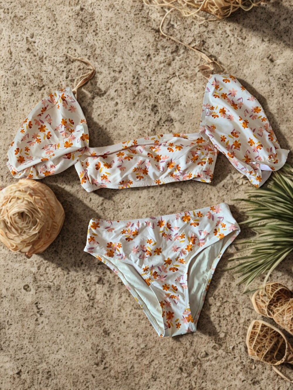 Two piece ruffle sleeve bathing suit